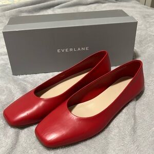 Everlane squared-toe red flats